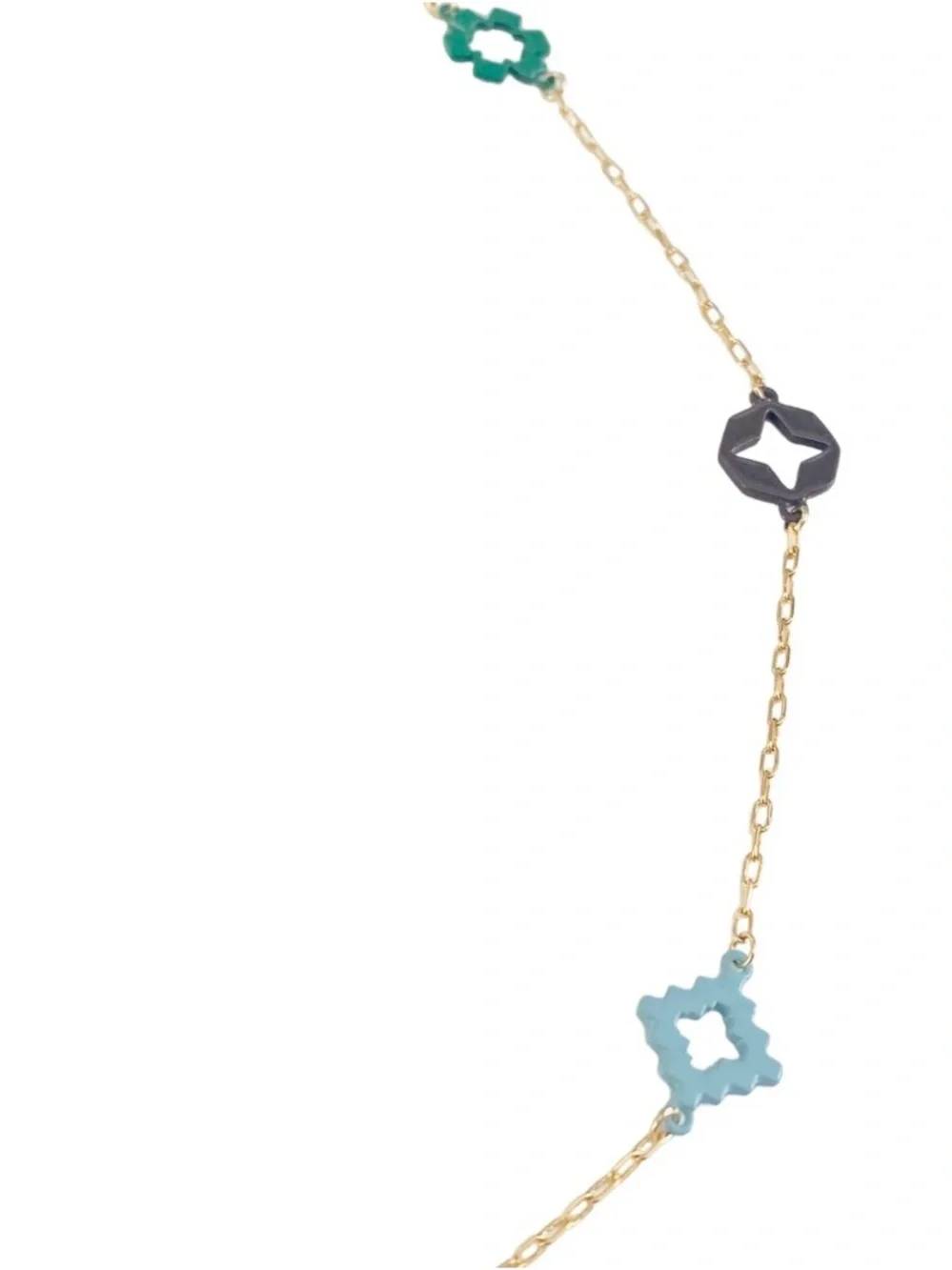 NWT Tory Burch Kira Enamel Charm Necklace in Gold w/ Green & Blue Accents